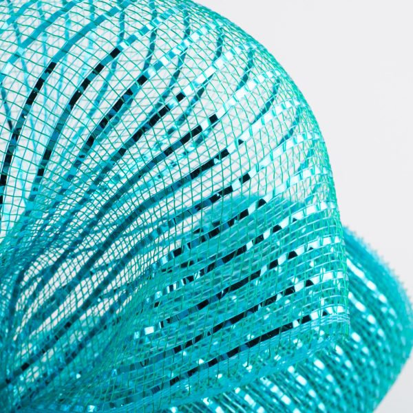 10  Poly Deco Mesh: Wide Foil Metallic Turquoise With Teal Supply