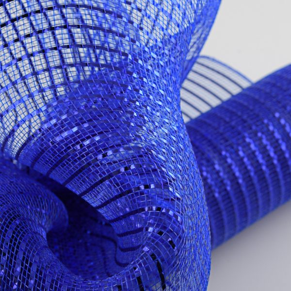 21  Poly Deco Mesh: Wide Foil Metallic Blue With Royal For Sale