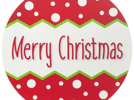 12  Round Metal Sign: Merry Christmas Polka Dot Sale