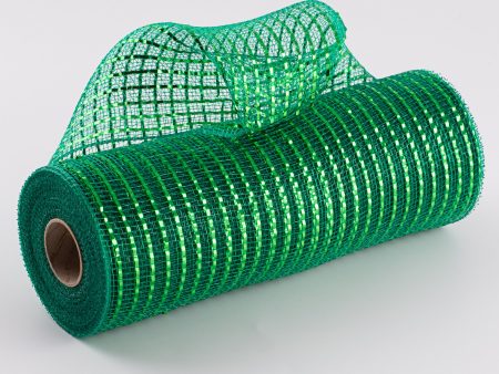 10  Poly Deco Mesh: Wide Foil Metallic Emerald Discount