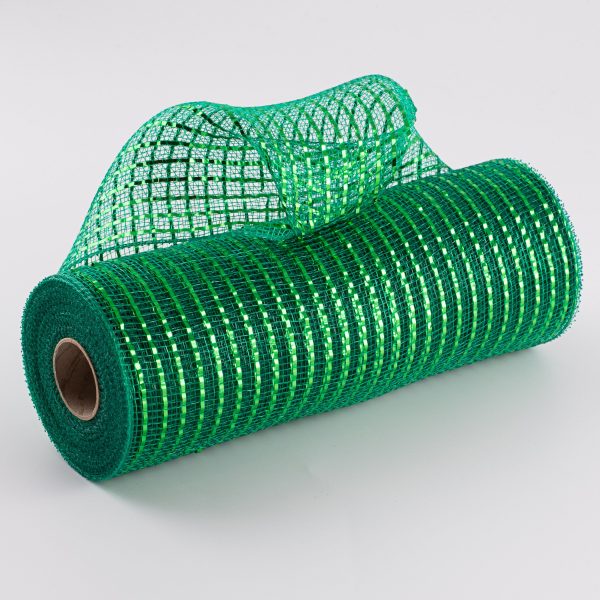 10  Poly Deco Mesh: Wide Foil Metallic Emerald Discount