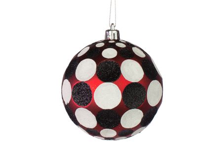 100MM Indent Dot Ball Ornament: Red, White, Black For Cheap