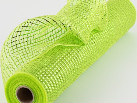 21  Poly Deco Mesh: Wide Foil Metallic Lime With Apple Green For Sale