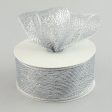 2.5  Poly Deco Mesh Ribbon: Metallic Silver Online now