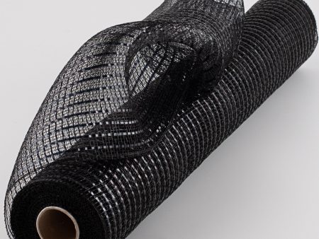 21  Poly Deco Mesh: Wide Foil Metallic Black For Discount