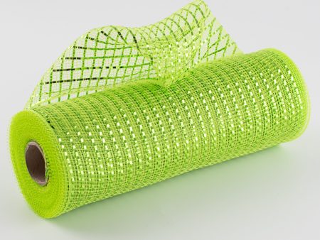 10  Poly Deco Mesh: Wide Foil Metallic Lime With Apple Green Fashion