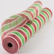 21  Poly Deco Mesh: Laser Foil Red & Lime Stripe Online Sale