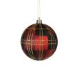 100MM Glitter Plaid Ball Ornament: Red, Burgundy, Gold Supply