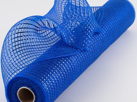 21  Poly Deco Mesh: Wide Foil Metallic Blue With Royal For Sale