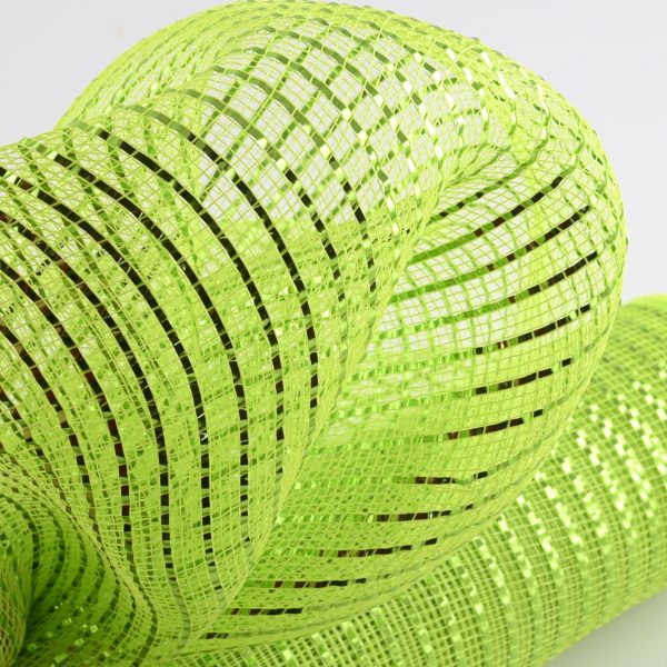 21  Poly Deco Mesh: Wide Foil Metallic Lime With Apple Green For Sale