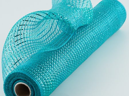 21  Poly Deco Mesh: Wide Foil Metallic Turquoise With Teal For Sale