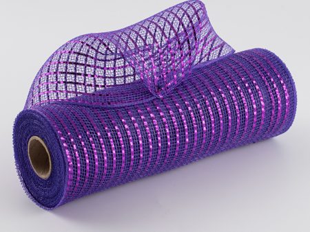 10  Poly Deco Mesh: Wide Foil Metallic Purple Sale