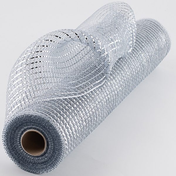 21  Poly Deco Mesh: Wide Foil Metallic Silver Supply