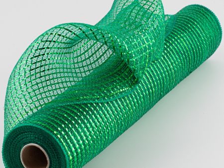 21  Poly Deco Mesh: Wide Foil Metallic Emerald For Cheap