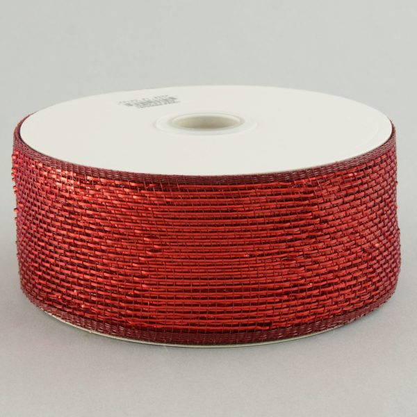 2.5  Poly Deco Mesh Ribbon: Metallic Burgundy Online