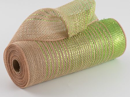 10  Jute Poly Mesh: Lime Green Foil Ombré Cheap