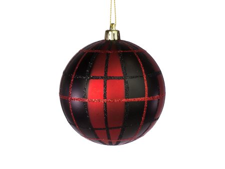 100MM Plaid Ball Ornament: Red & Black Online now