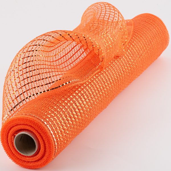 21  Poly Deco Mesh: Wide Foil Metallic Orange Online Hot Sale