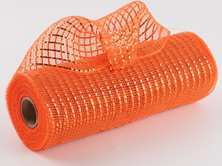 10  Poly Deco Mesh: Wide Foil Metallic Orange For Cheap