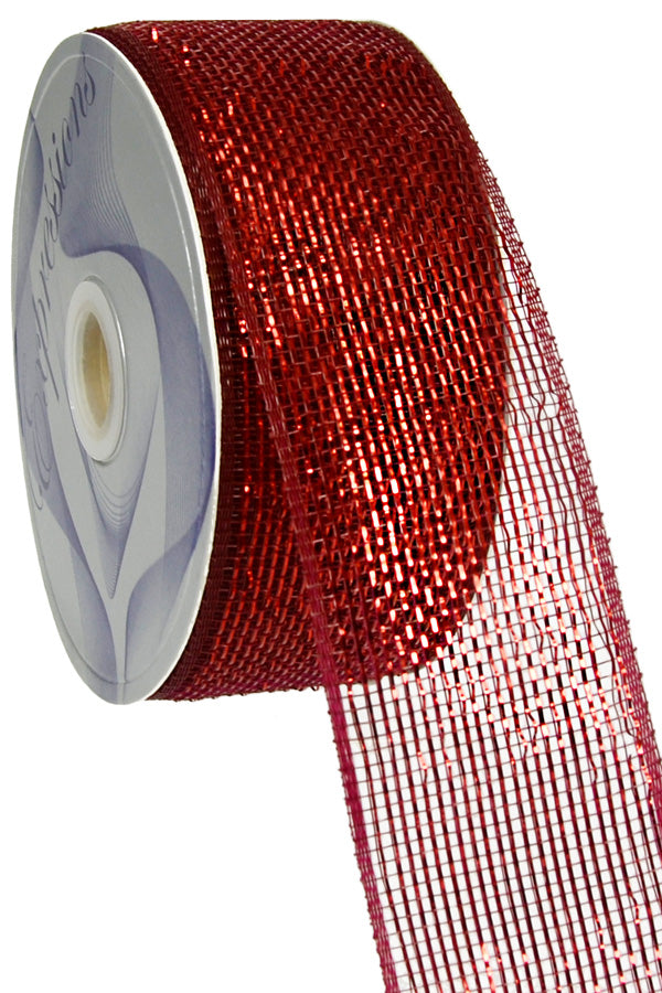 2.5  Poly Deco Mesh Ribbon: Metallic Burgundy Online