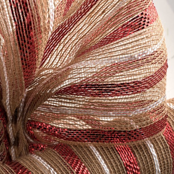 21  Poly Jute Deco Mesh: White & Bold Red Stripes Online Sale