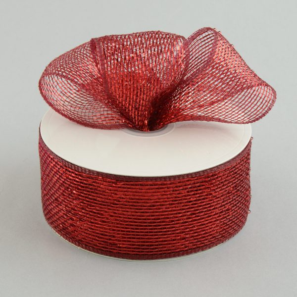 2.5  Poly Deco Mesh Ribbon: Metallic Burgundy Online