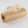 10  Poly Deco Mesh: Wide Foil Metallic Champagne With Gold Online Hot Sale