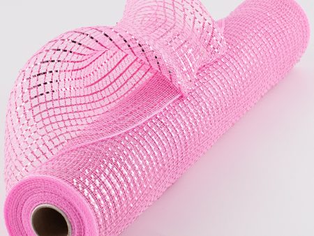 21  Poly Deco Mesh: Wide Foil Metallic Pink Supply