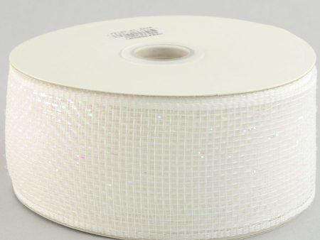 2.5  Poly Deco Mesh Ribbon: White Iridescent Discount