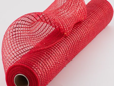 21  Poly Deco Mesh: Wide Foil Metallic Red Fashion