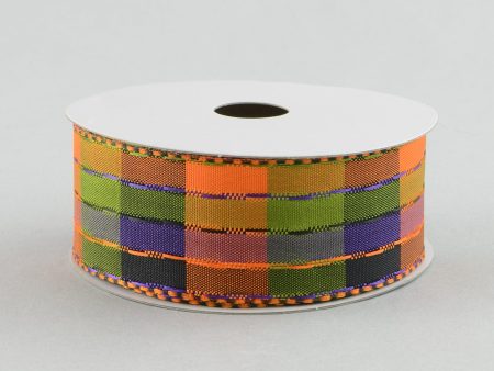 1.5  Woven Check Ribbon: Halloween Multi (10 Yards) For Discount