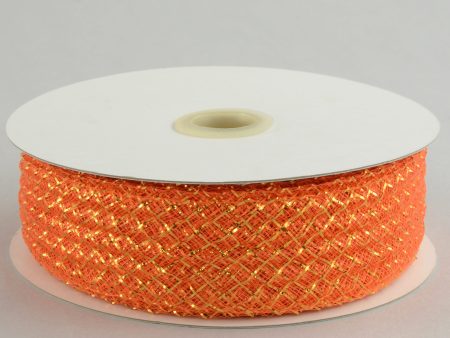 1.5  Deco Flex Mesh Ribbon: Metallic Orange (30 Yards) Online Sale