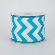 2.5  Satin Chevron Ribbon: Turquoise Blue & White (10 Yards) Online now