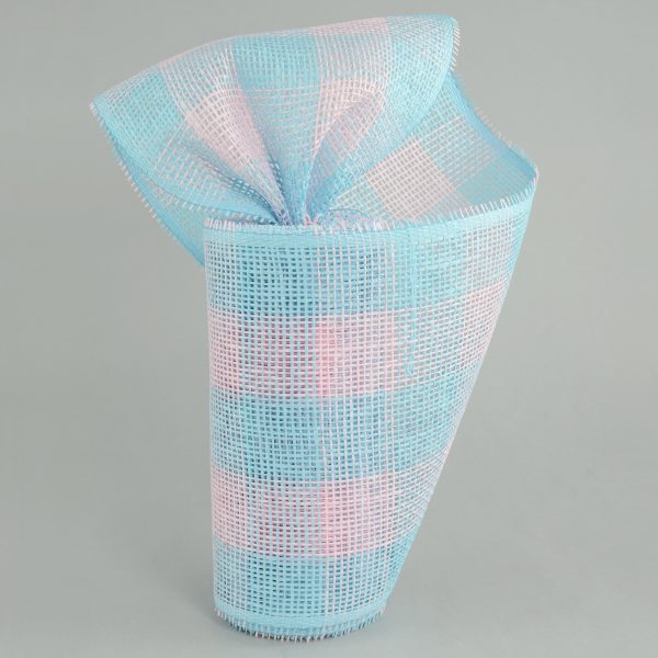 10  Paper Mesh Roll: Pink Blue Plaid (10 Yards) Online