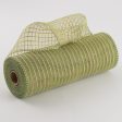 10  Poly Jute Deco Mesh: Natural & Moss Green Thin Stripe (10 Yards) Hot on Sale