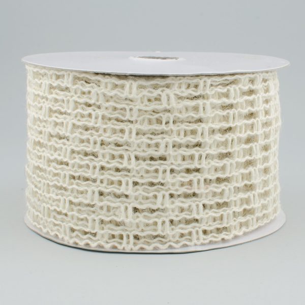 2.5  Jute Mesh Ribbon: Cream (10 Yards) Online Hot Sale