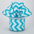 2.5  Satin Chevron Ribbon: Turquoise Blue & White (10 Yards) Online now