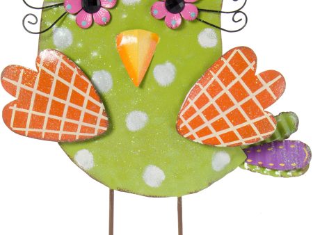 15  Polka Dot Metal Owl Standing Decoration: Green Online Sale