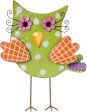 15  Polka Dot Metal Owl Standing Decoration: Green Online Sale