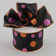 2.5  Glitter Dots Ribbon: Orange Black Purple (10 Yards) Supply