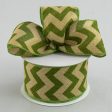 2.5  Faux Burlap Chevron Ribbon: Moss Green (10 Yards) For Discount