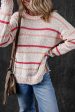 Pink Striped Confetti Knit Sweater For Cheap