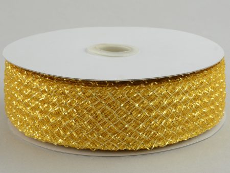 1.5  Deco Flex Mesh Ribbon: Metallic Gold (30 Yards) Cheap