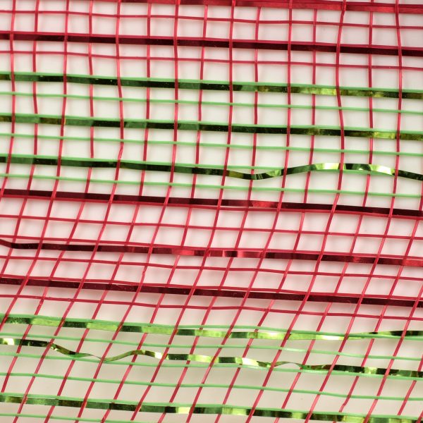 10  Poly Deco Mesh: Deluxe Thin Stripe Red Lime Fashion