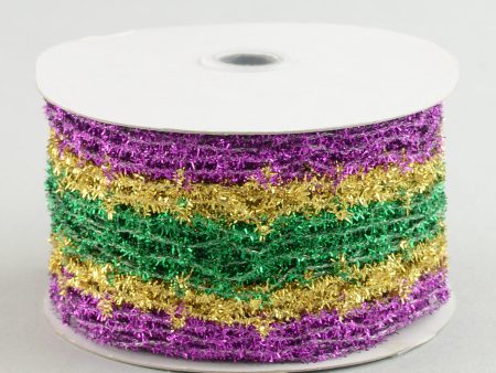 2.5  Purple Gold Green Tinsel Diamond Ribbon (10 Yards) Hot on Sale