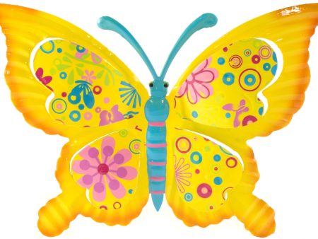 12  Tin Butterfly Hanger: Yellow Online Sale