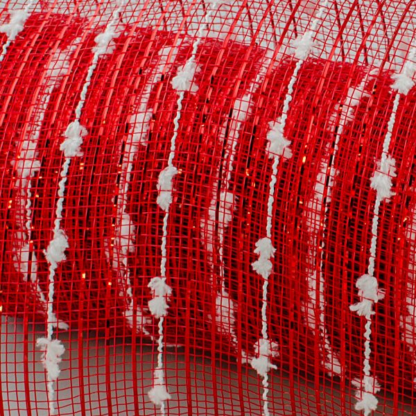 21  Metallic Snowball Deco Mesh: Red & White (10 Yards) Online now