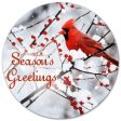 12  Round Metal Sign: Season s Greetings Cardinal For Discount