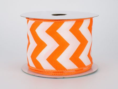 2.5  Satin Chevron Ribbon: Orange & White (10 Yards) Supply