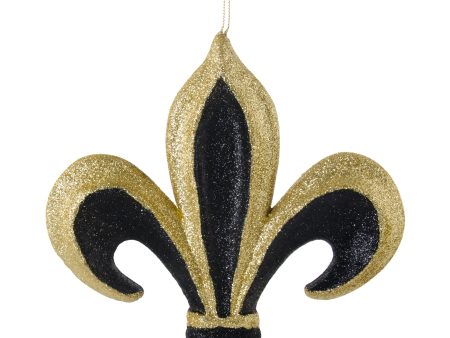 10  Metallic Glitter Fleur De Lis Ornament: Black & Gold Online